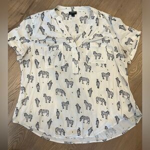Fun Zebra button down top